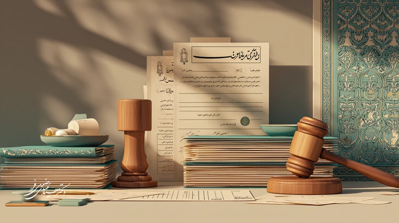 تصویر مفهومی اعتراض به حکم کیفری در ایران با چکش قاضی، پرونده‌های مرتب، رأی مهرشده و تقویم مهلت تجدیدنظر