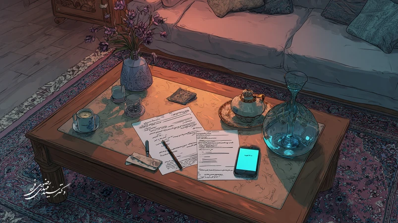 تصویر مفهومی از ضرب‌وجرح خانوادگی در خانه با تمرکز بر مدارک مانند گواهی پزشکی قانونی و پیام‌ها و مسیر رسیدگی قضایی در ایران