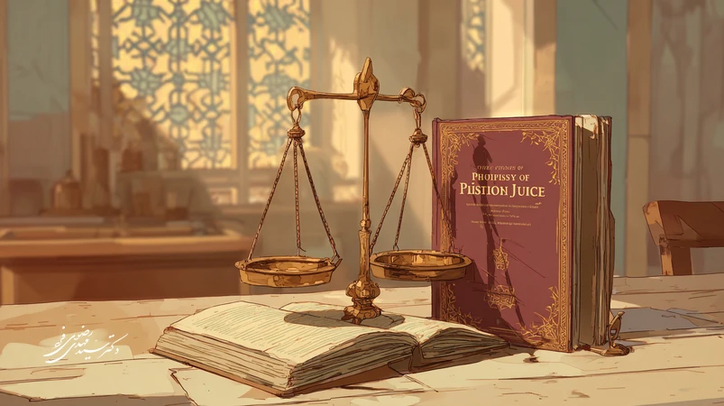 تصویر مفهومی نقد کتاب فلسفه عدالت با کتاب گشوده و ترازوی عدالت در فضایی آرام و انسانی، پیوند فلسفه، اخلاق و تجربه دادرسی