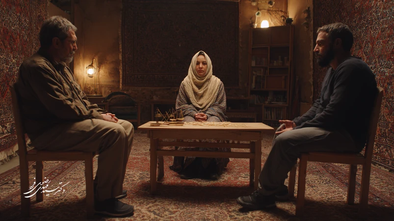 تصویر نمادین عدالت ترمیمی با حلقه گفت‌وگوی قربانی، مرتکب و میانجی و ترازوی عدالت که با نخ‌های طلایی در حال ترمیم است