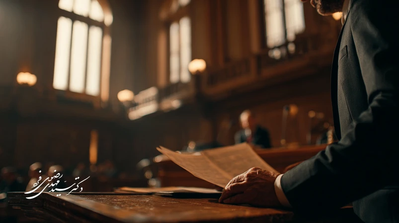 ایرانی وکیل در حال ایراد خطابه در دادگاه؛ تحلیل بلاغت و روایت در خطابه‌های مشهور دادگاه‌های ایران