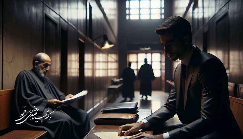 مدیریت اضطراب متهم پیش از جلسه رسیدگی در راهروی دادگاه با همراهی وکیل کیفری