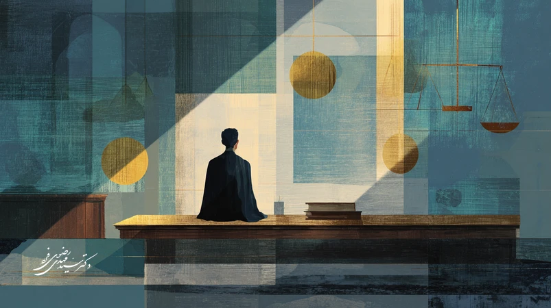 تصویر مفهومی از سبک‌های فکری قاضی و تأثیر آن بر ارزیابی دفاع در دادگاه کیفری ایران با ترازو، پرونده و لایه‌های شناختی